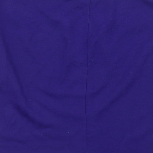 Roman Womens Blue Acrylic Straight & Pencil Skirt Size 18 - Faux Leather Pockets