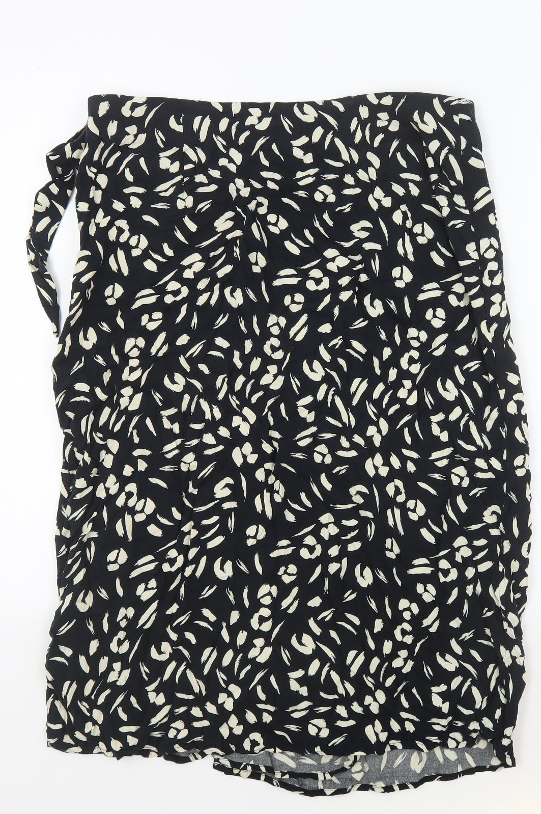 Principles Womens Black Geometric Viscose Wrap Skirt Size 16 Zip