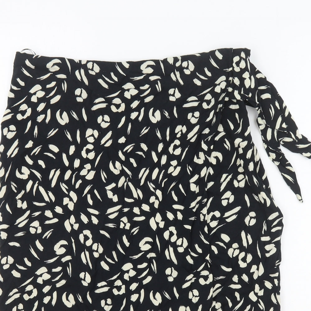 Principles Womens Black Geometric Viscose Wrap Skirt Size 16 Zip