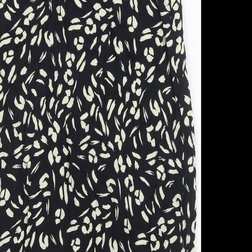 Principles Womens Black Geometric Viscose Wrap Skirt Size 16 Zip
