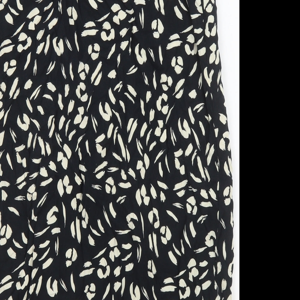 Principles Womens Black Geometric Viscose Wrap Skirt Size 16 Zip