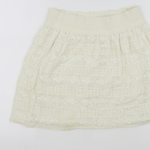 H&M Womens Ivory Cotton Mini Skirt Size XS