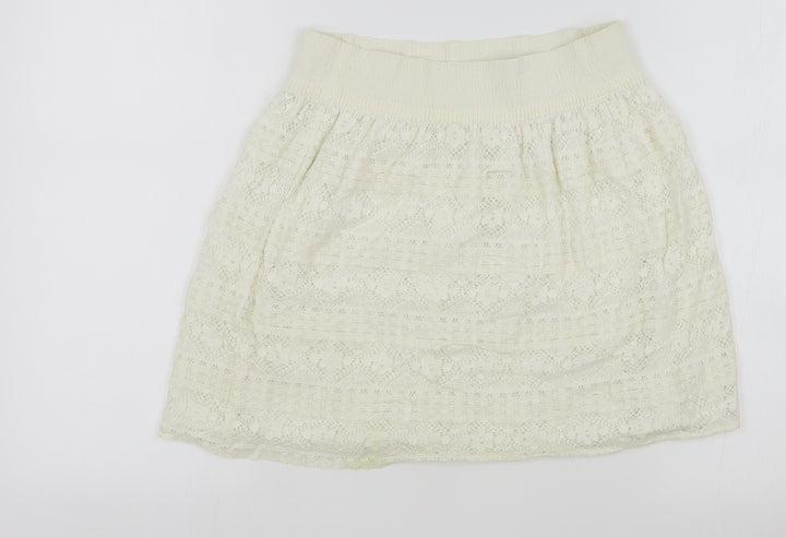 H&M Womens Ivory Cotton Mini Skirt Size XS