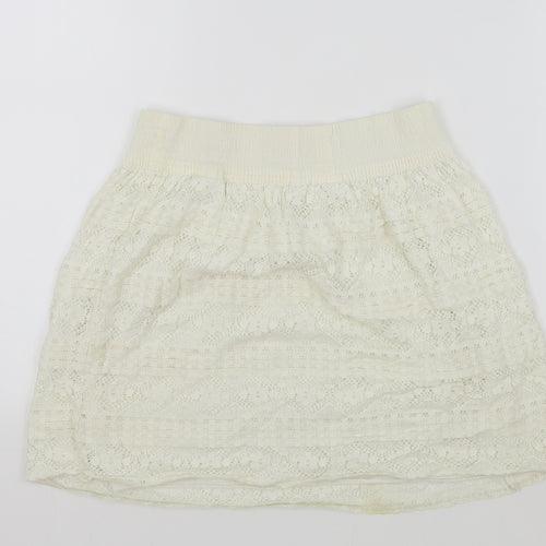 H&M Womens Ivory Cotton Mini Skirt Size XS