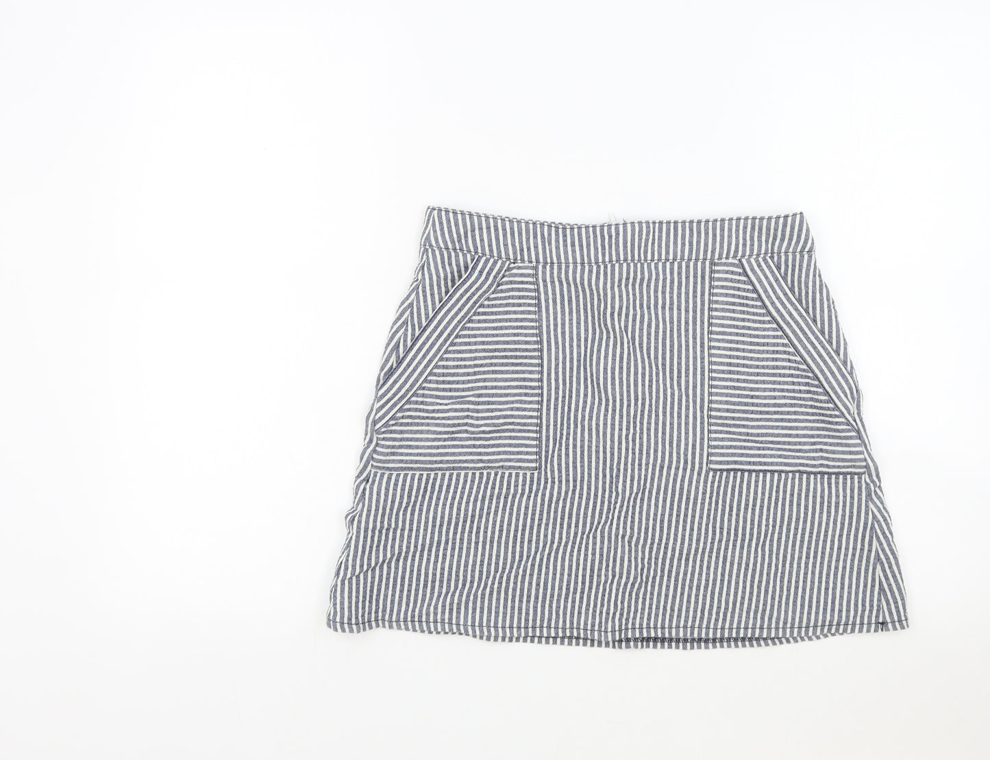 Cooperative Womens Black Striped Cotton Mini Skirt Size M Zip