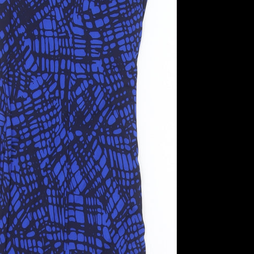 NEXT Womens Blue Geometric Polyester Bodycon Size 8 Boat Neck Button