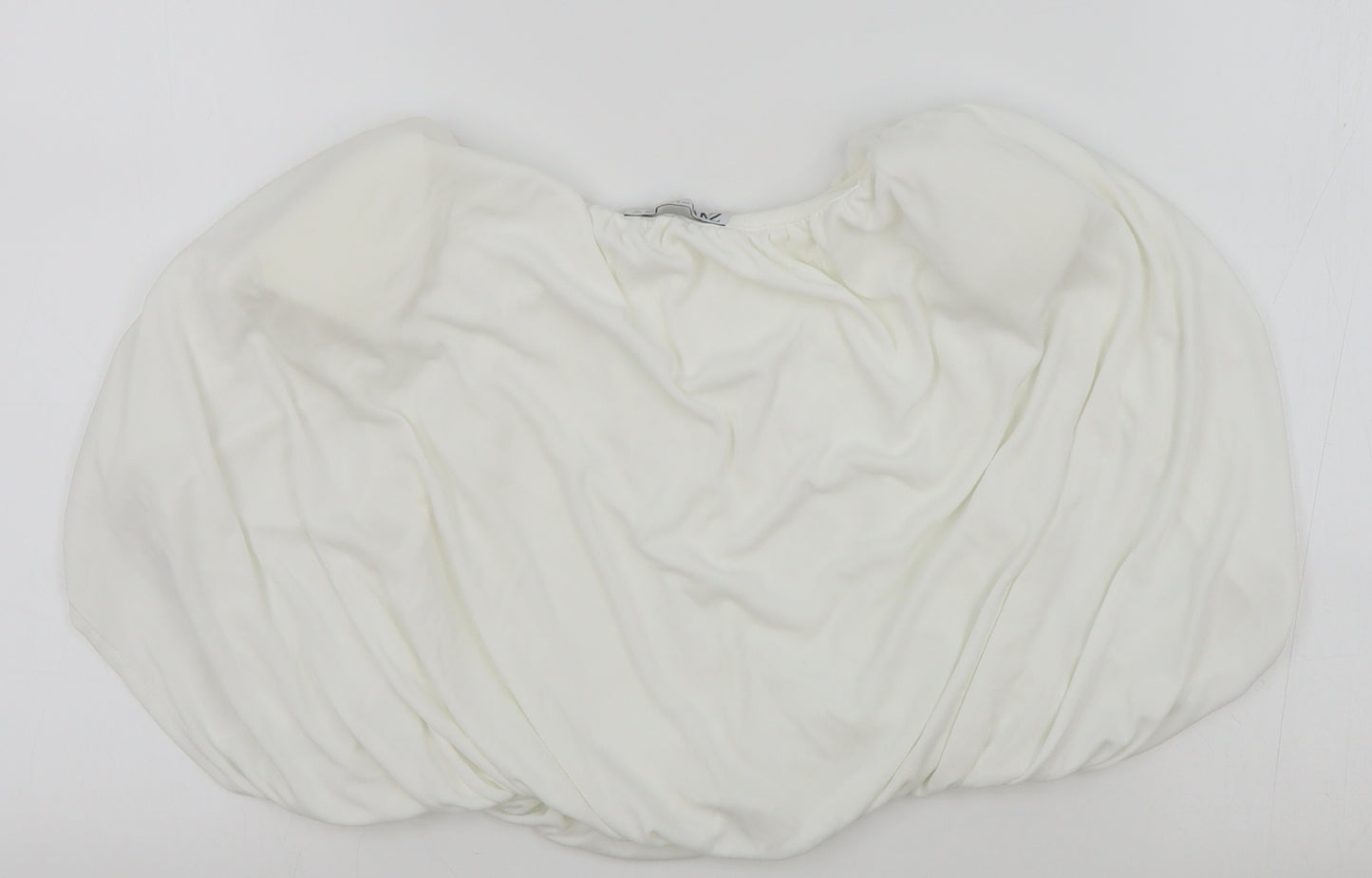 Zara Womens White Polyester Cropped T-Shirt Size S Off the Shoulder - Bandeau