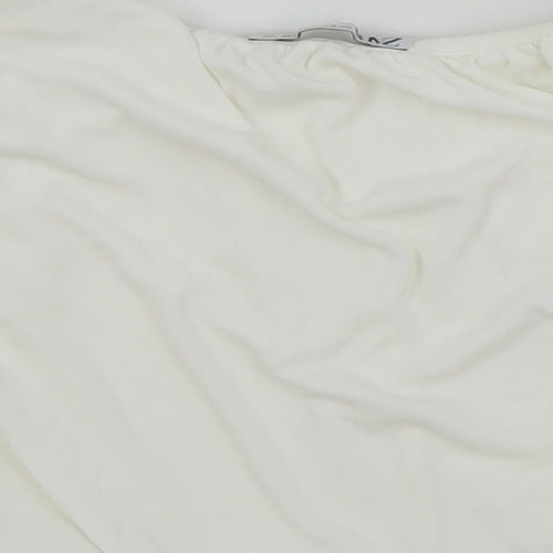 Zara Womens White Polyester Cropped T-Shirt Size S Off the Shoulder - Bandeau