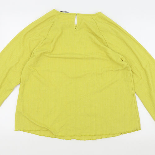 M&S Womens Yellow Polyester Basic Blouse Size 14 Round Neck - Keyhole