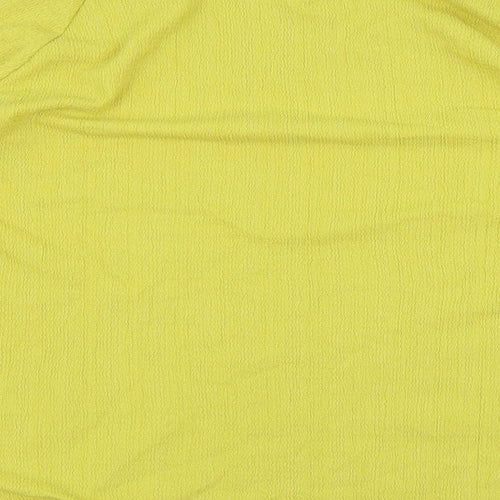 M&S Womens Yellow Polyester Basic Blouse Size 14 Round Neck - Keyhole
