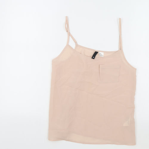 H&M Womens Pink Polyester Camisole Tank Size 8 Round Neck