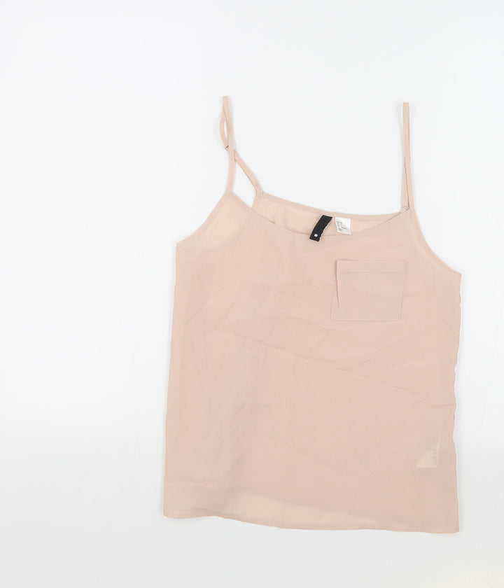 H&M Womens Pink Polyester Camisole Tank Size 8 Round Neck
