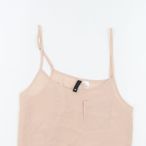 H&M Womens Pink Polyester Camisole Tank Size 8 Round Neck