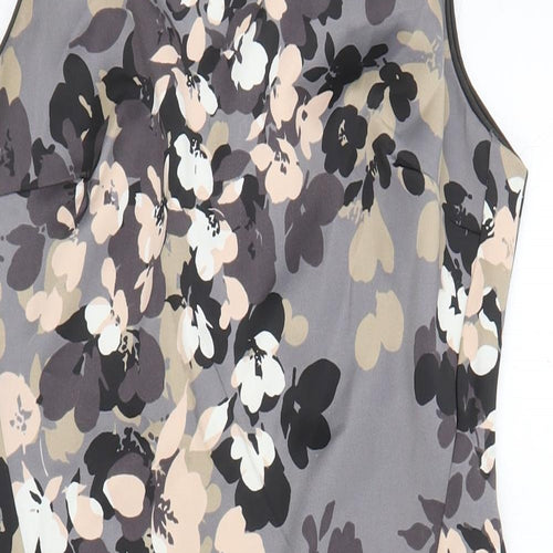 Belle Vere Womens Grey Floral Polyester A-Line Size M Boat Neck Zip