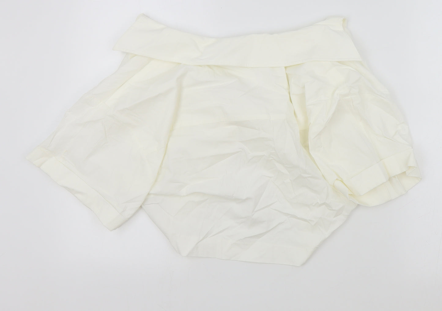 Zara Womens Ivory Cotton Cropped T-Shirt Size M Collared - Brand New