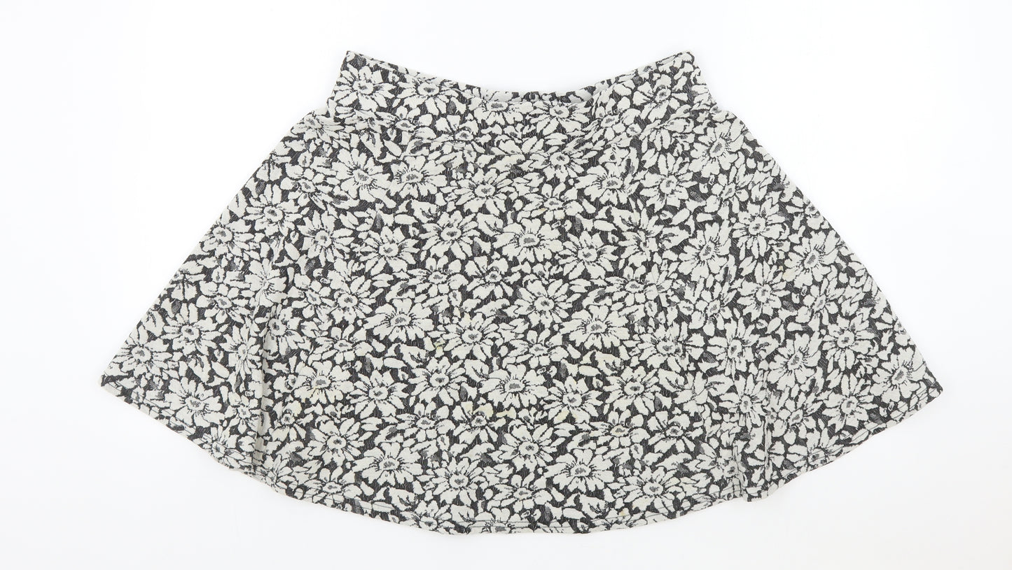 New Look Womens Black Floral Polyester Mini Skirt Size 14