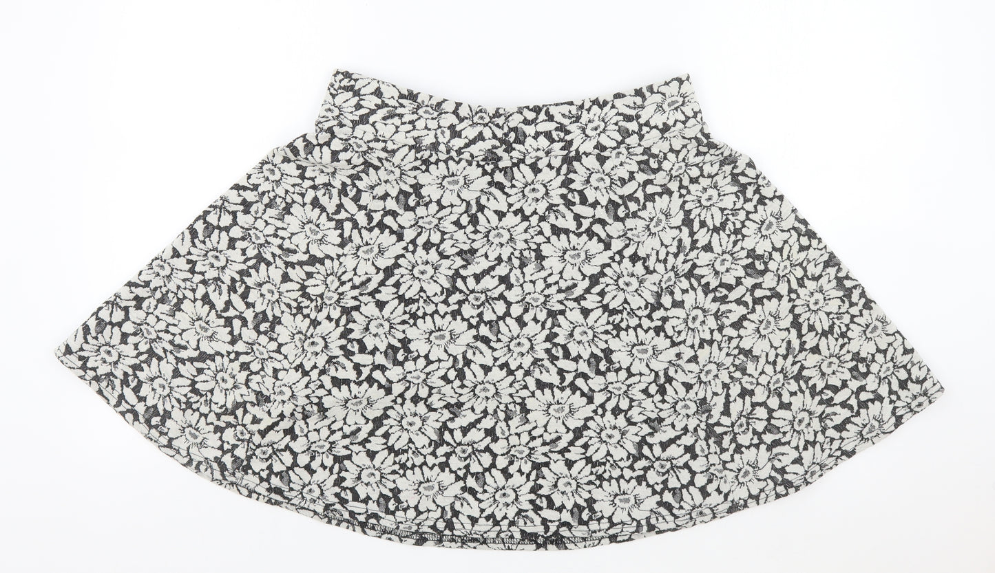 New Look Womens Black Floral Polyester Mini Skirt Size 14
