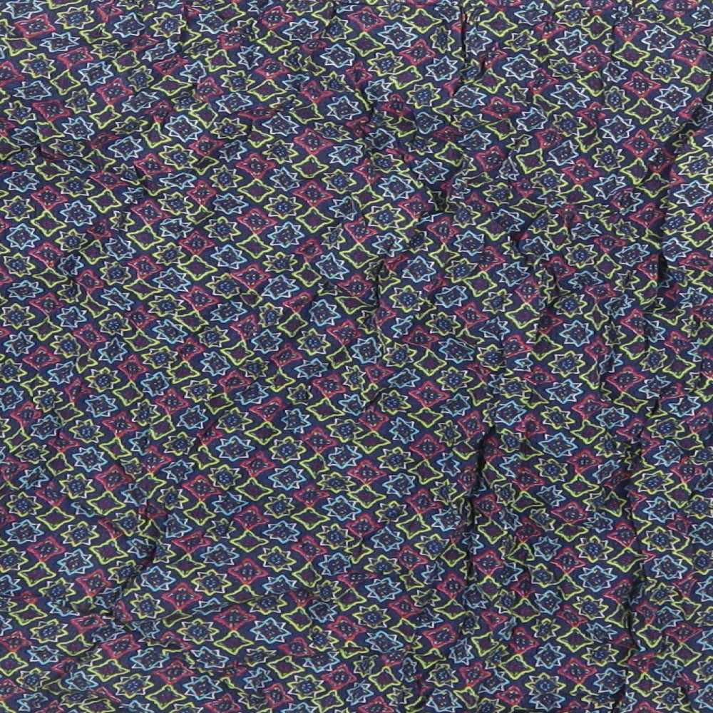 Superdry Womens Multicoloured Geometric Viscose Cropped T-Shirt Size L Off the Shoulder