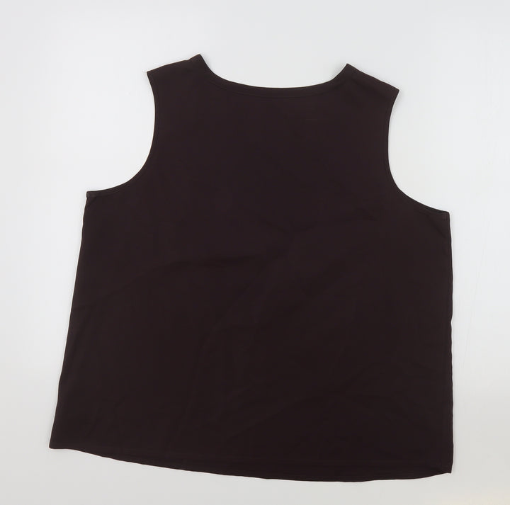 BHS Womens Brown Polyester Basic Tank Size 18 Round Neck