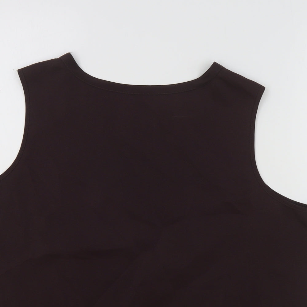BHS Womens Brown Polyester Basic Tank Size 18 Round Neck