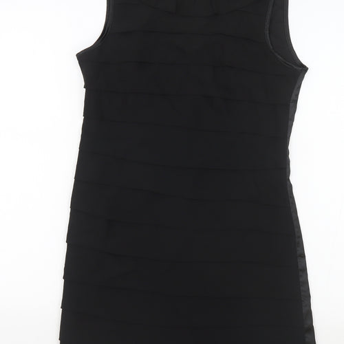 Miss Harvey Womens Black Polyester Bodycon Size 12 Boat Neck Zip