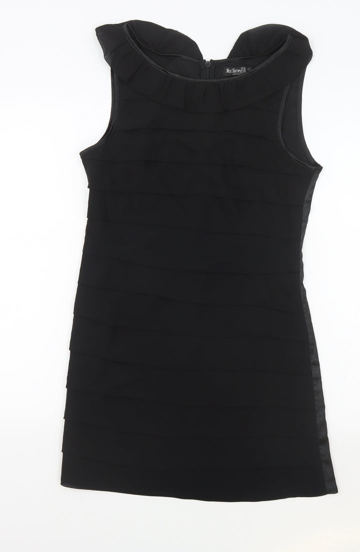 Miss Harvey Womens Black Polyester Bodycon Size 12 Boat Neck Zip