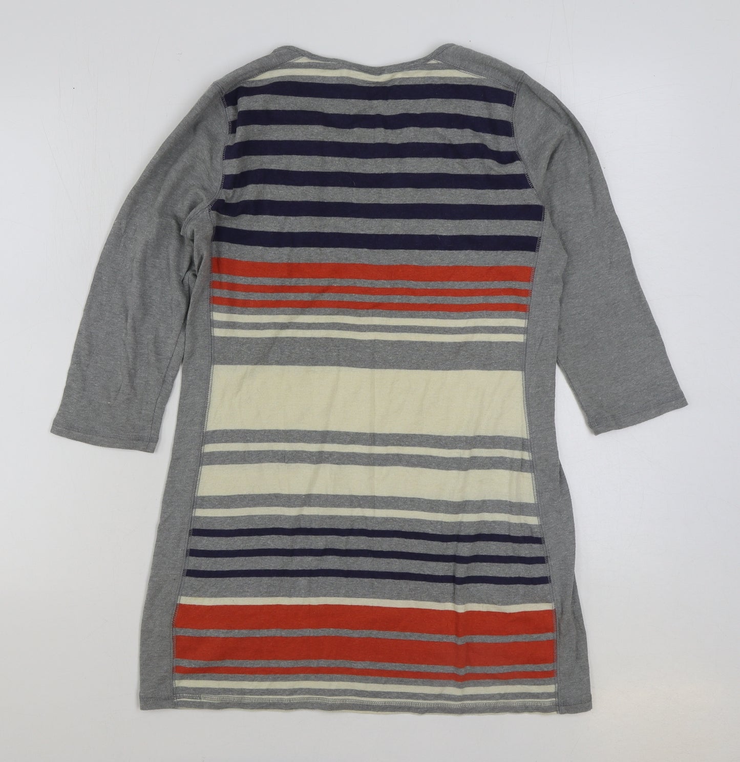 Marks and Spencer Womens Multicoloured Striped Cotton T-Shirt Dress Size 10 Round Neck Pullover