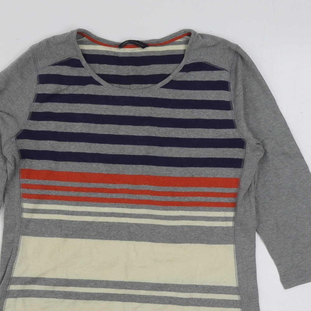 Marks and Spencer Womens Multicoloured Striped Cotton T-Shirt Dress Size 10 Round Neck Pullover