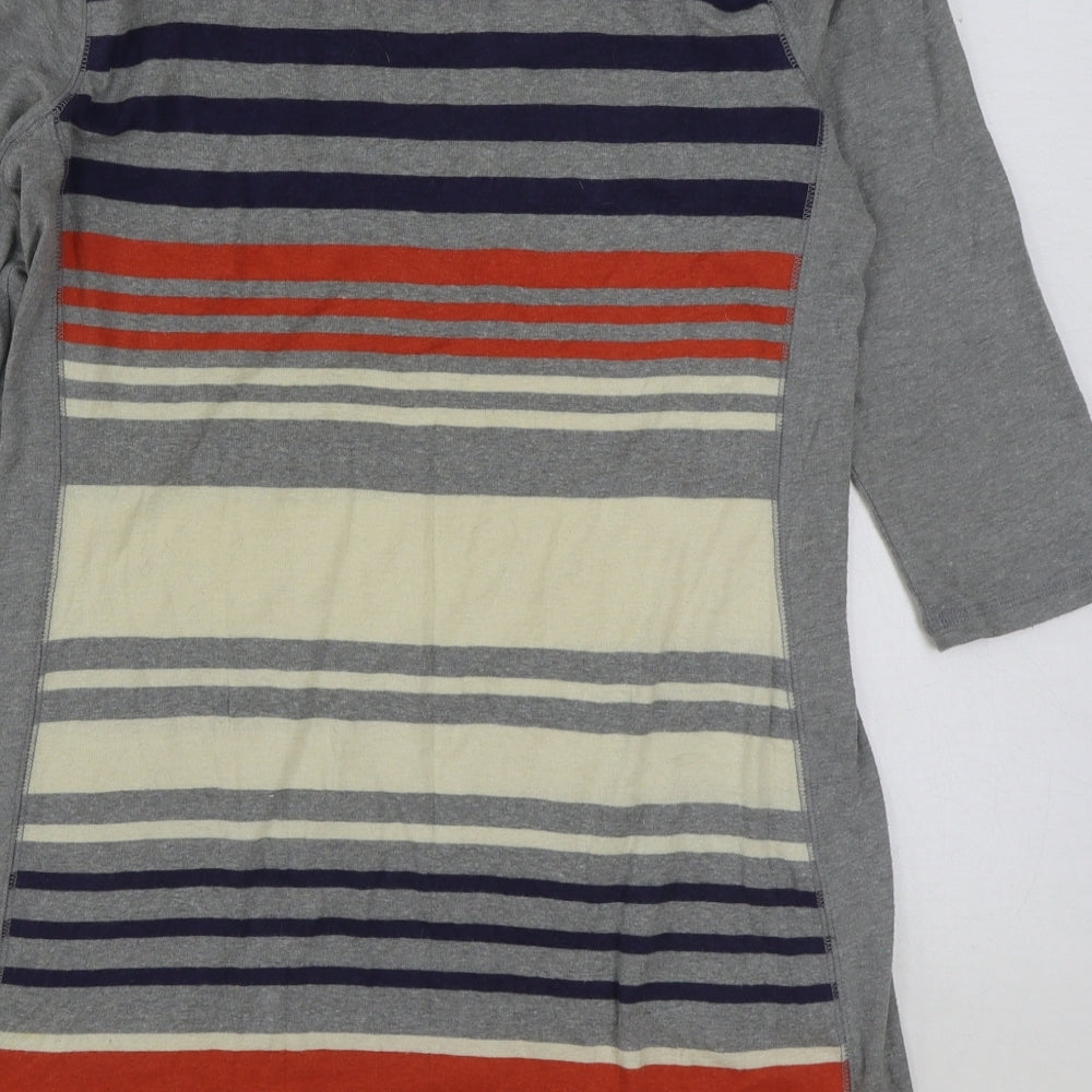 Marks and Spencer Womens Multicoloured Striped Cotton T-Shirt Dress Size 10 Round Neck Pullover