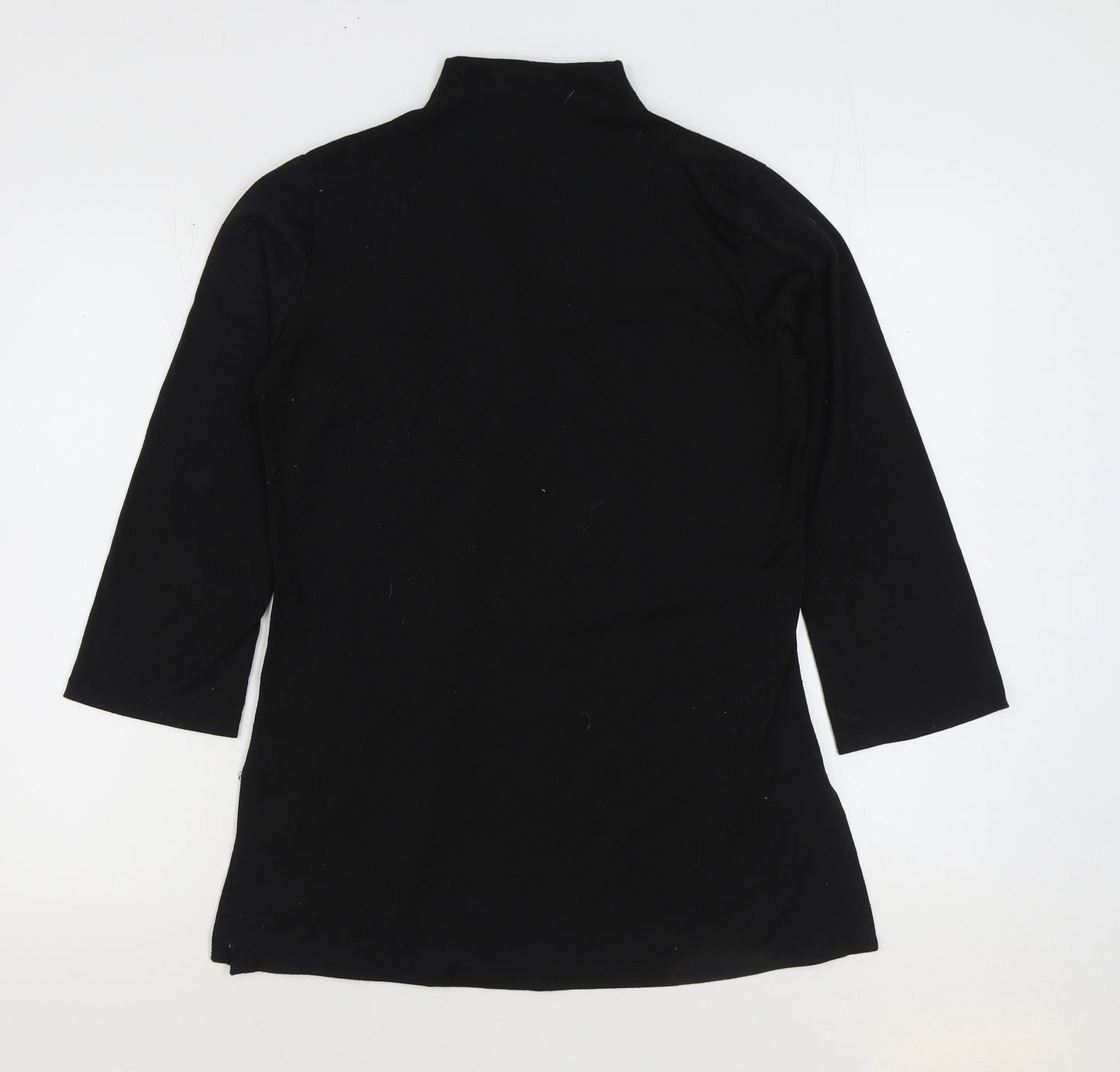 Eixioi Womens Black Cotton Basic T-Shirt Size L Henley