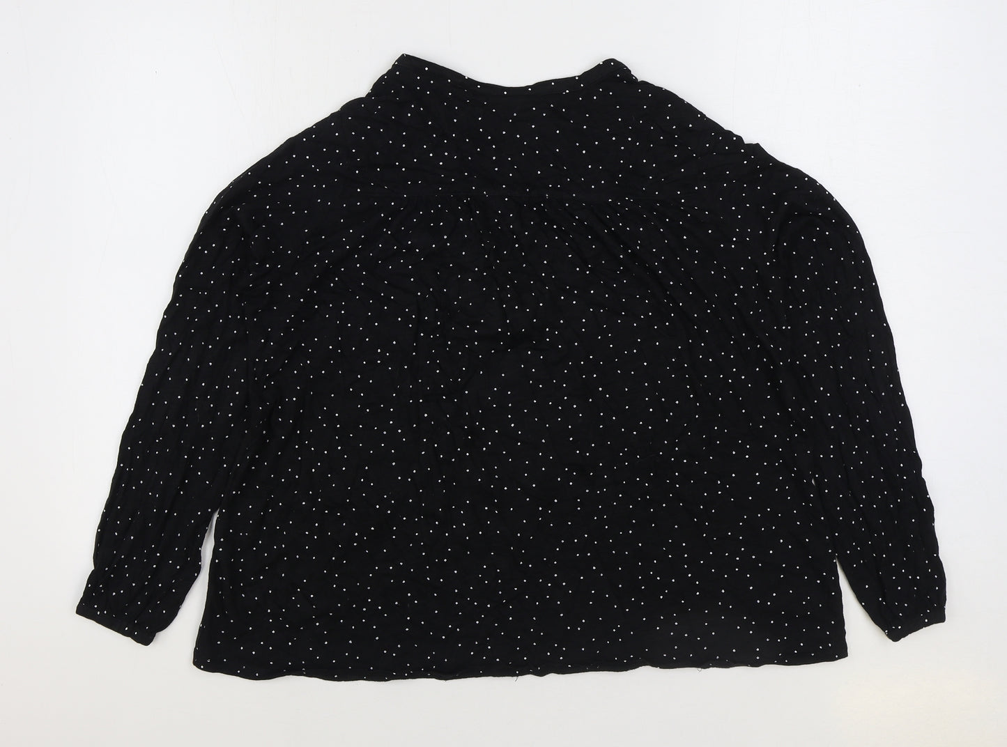 H&M Womens Black Polka Dot Cotton Basic T-Shirt Size M V-Neck