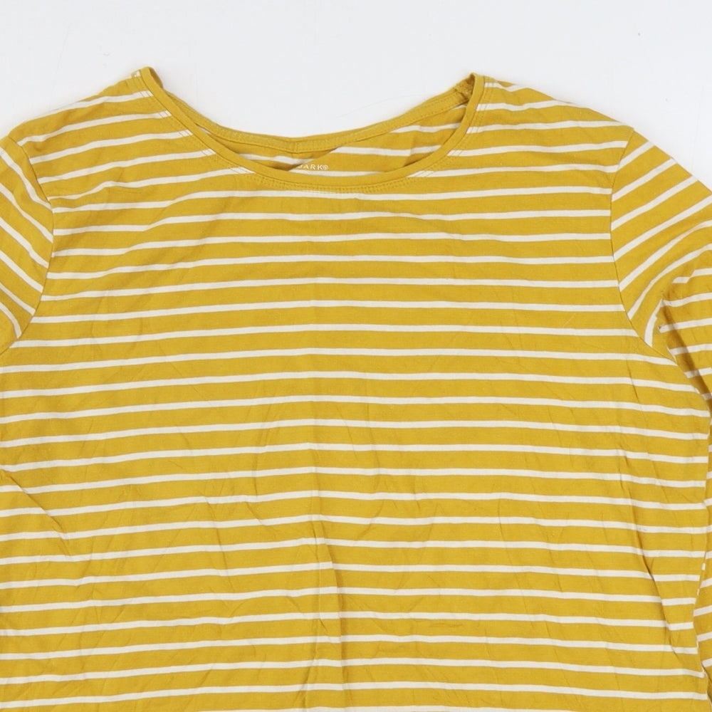 Primark Womens Orange Striped Cotton Basic T-Shirt Size XL Round Neck
