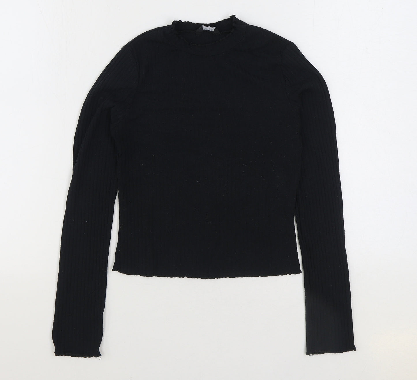 M&Co Girls Black Cotton Basic T-Shirt Size 13 Years Round Neck Pullover