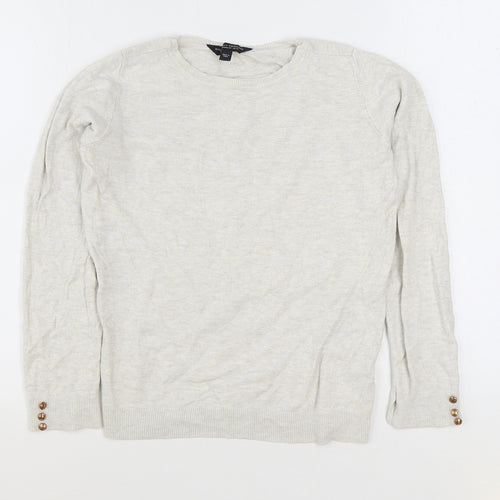 Dorothy Perkins Womens Beige Round Neck Viscose Pullover Jumper Size 12