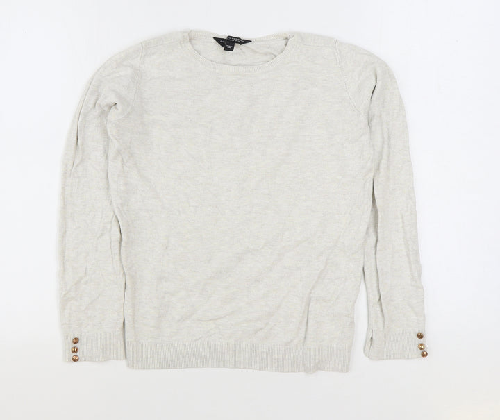 Dorothy Perkins Womens Beige Round Neck Viscose Pullover Jumper Size 12