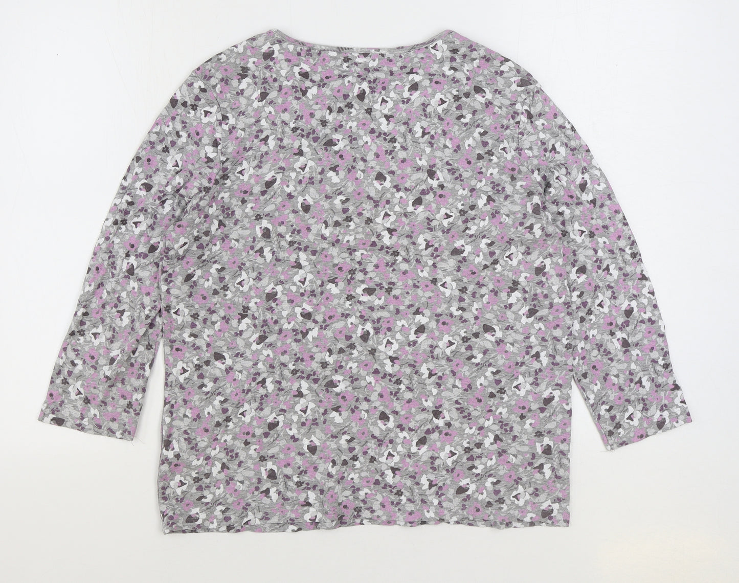 Maine Womens Multicoloured Floral Cotton Basic T-Shirt Size 16 V-Neck
