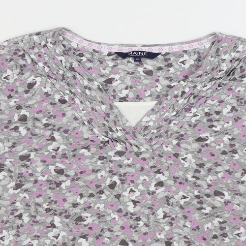 Maine Womens Multicoloured Floral Cotton Basic T-Shirt Size 16 V-Neck