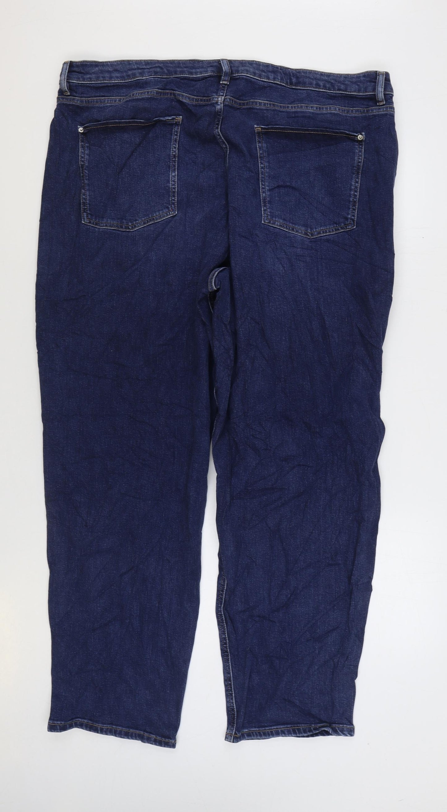 Marks and Spencer Womens Blue Cotton Tapered Jeans Size 24 L31 in Regular Zip