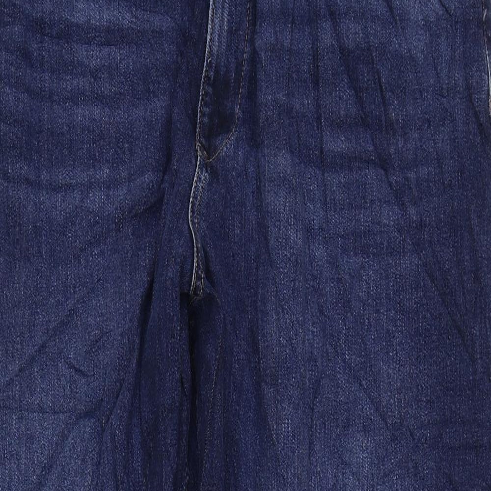 Marks and Spencer Womens Blue Cotton Tapered Jeans Size 24 L31 in Regular Zip