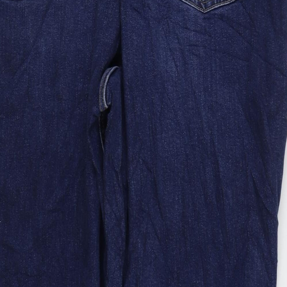 Marks and Spencer Womens Blue Cotton Tapered Jeans Size 24 L31 in Regular Zip