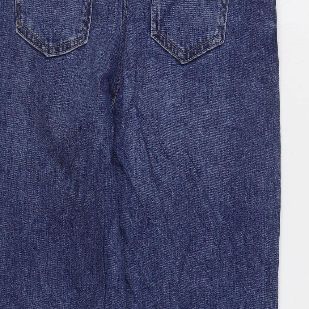 Marks and Spencer Womens Blue Cotton Tapered Jeans Size 10 L26 in Slim Zip - Balloon