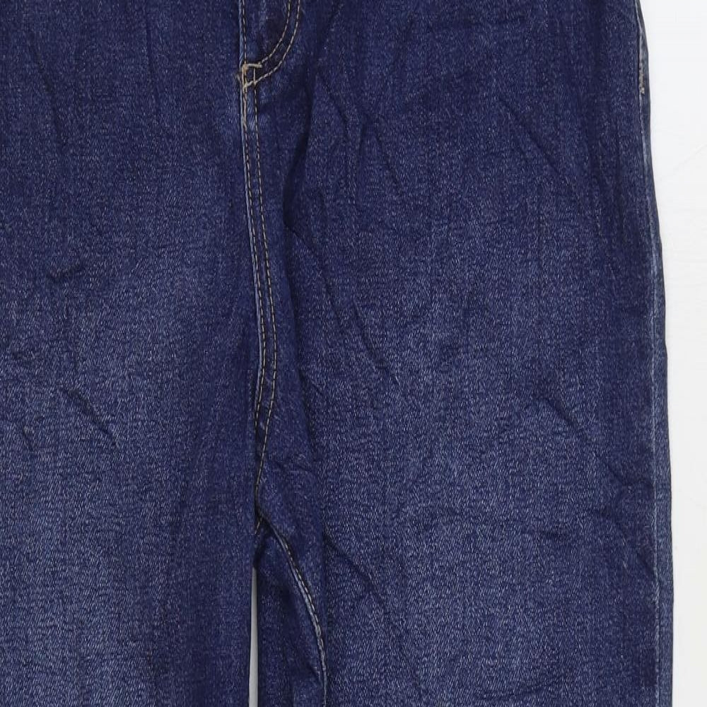 Marks and Spencer Womens Blue Cotton Tapered Jeans Size 12 L27 in Slim Zip - Balloon