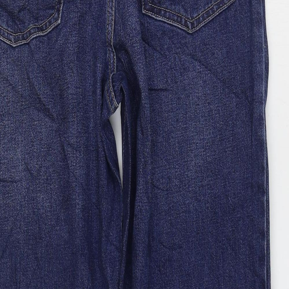 Marks and Spencer Womens Blue Cotton Tapered Jeans Size 12 L27 in Slim Zip - Balloon