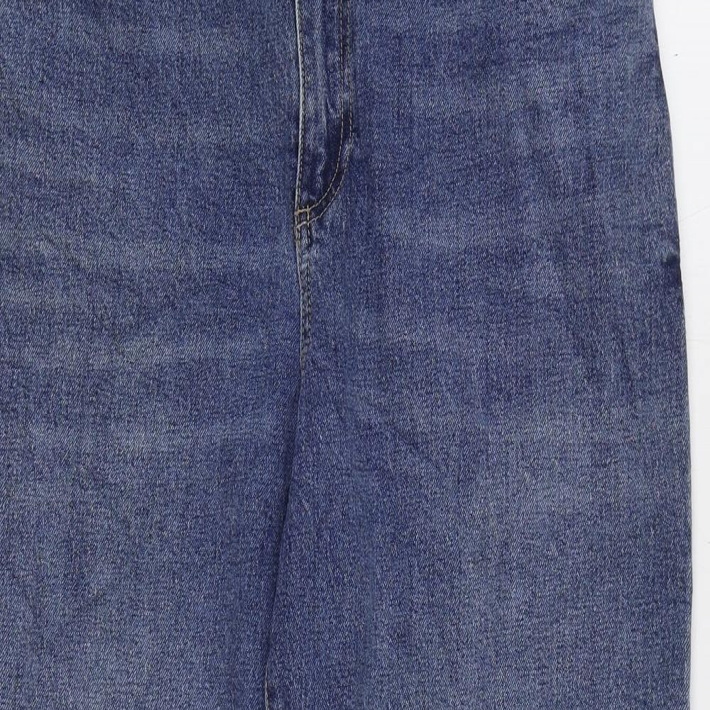 Marks and Spencer Womens Blue Cotton Tapered Jeans Size 14 L28 in Slim Zip - Balloon