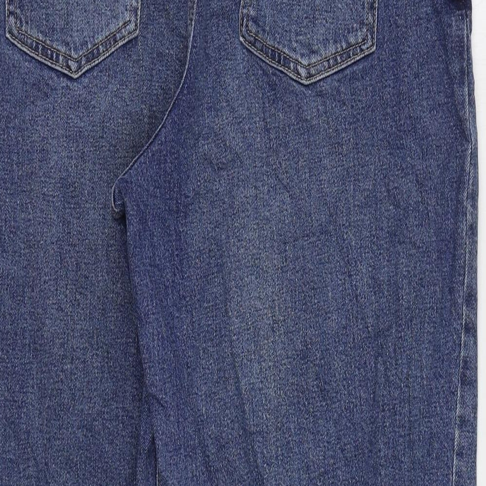 Marks and Spencer Womens Blue Cotton Tapered Jeans Size 14 L28 in Slim Zip - Balloon