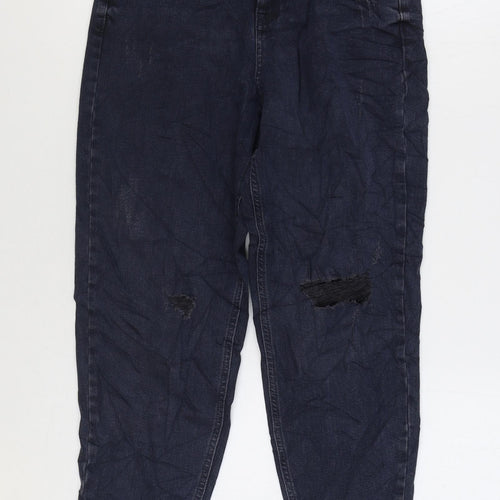 Marks and Spencer Womens Black Cotton Mom Jeans Size 10 L25 in Regular Zip