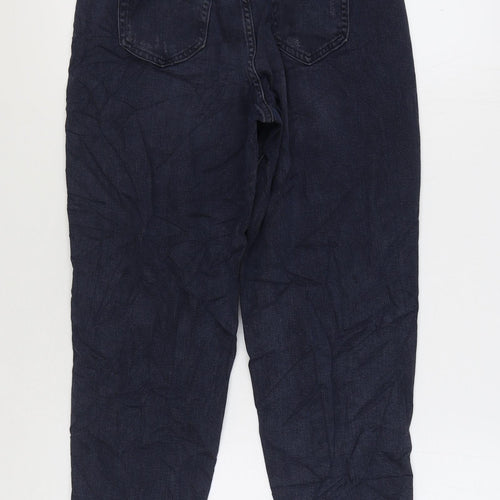 Marks and Spencer Womens Black Cotton Mom Jeans Size 10 L25 in Regular Zip