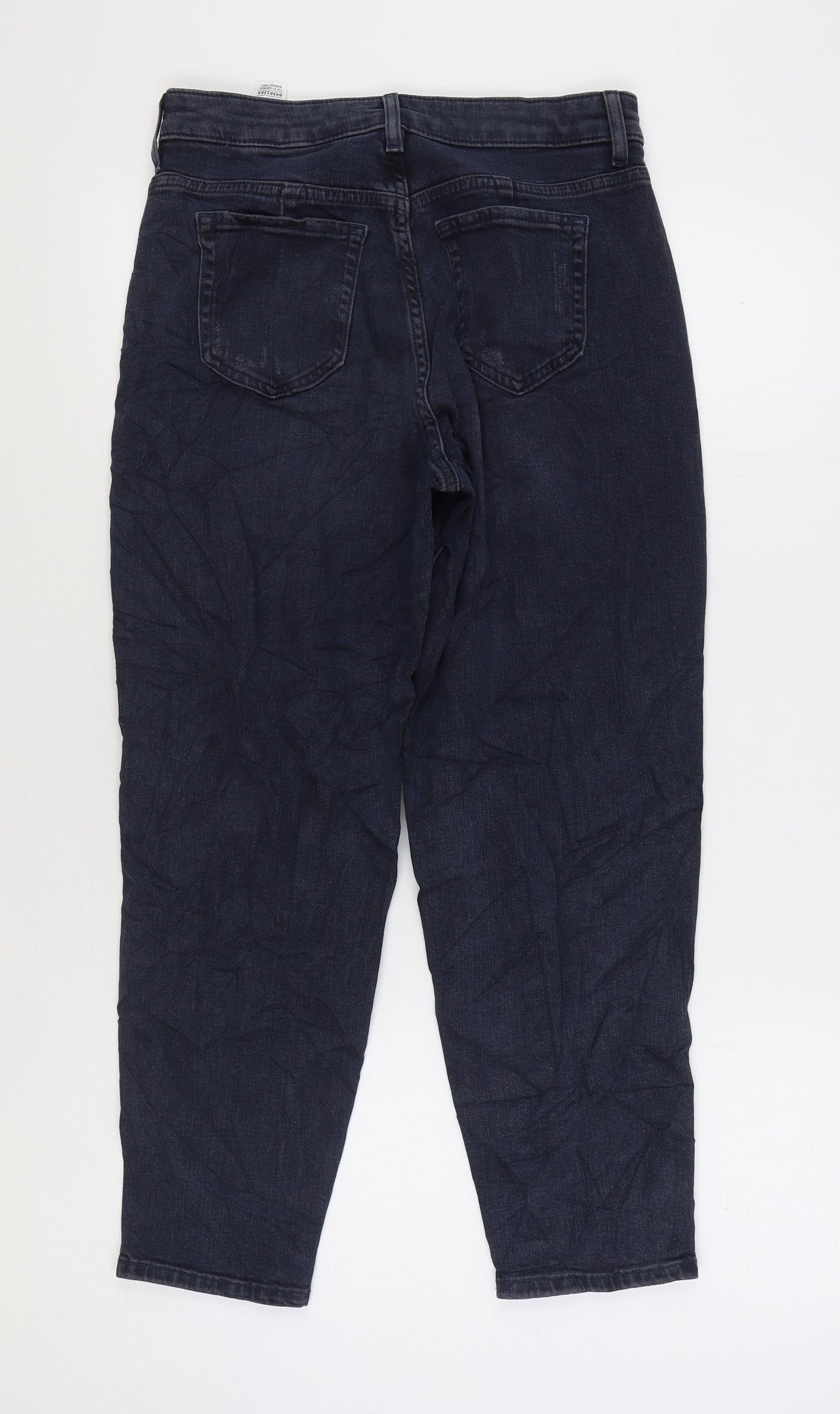 Marks and Spencer Womens Black Cotton Mom Jeans Size 10 L25 in Regular Zip