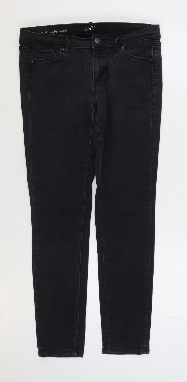 Ann Taylor Womens Black Cotton Skinny Jeans Size 32 in L29 in Regular Zip