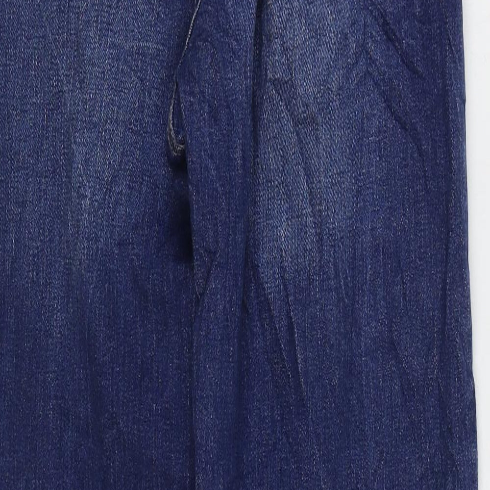 Marks and Spencer Womens Blue Cotton Boyfriend Jeans Size 6 L27 in Regular Zip